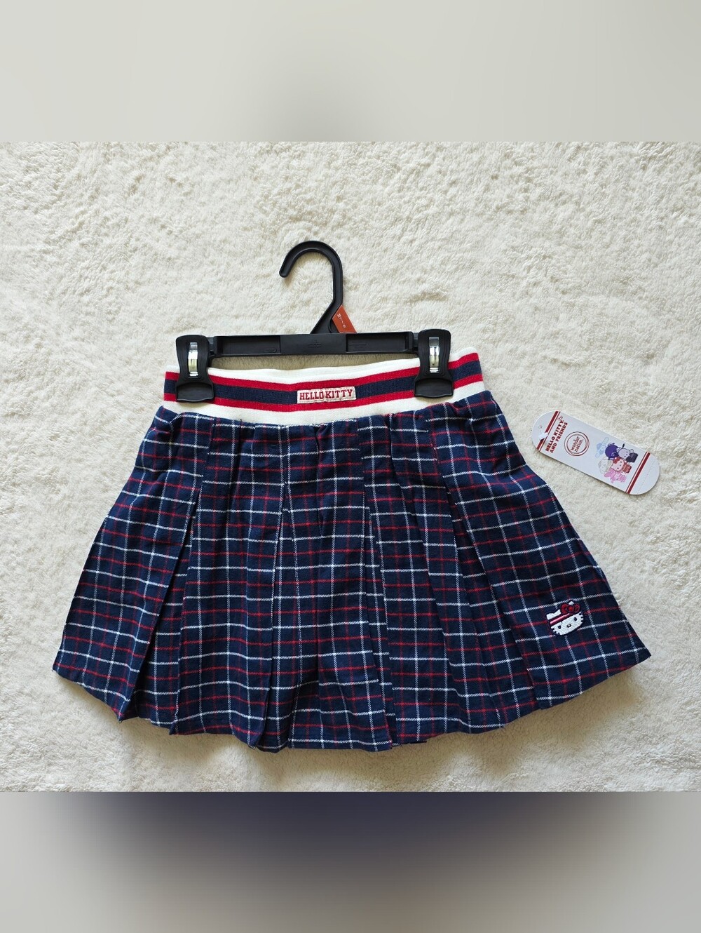 New Sanrio Hello Kitty Girls Cotton Plaid Pleated Skort, summer / back to school - Picture 2 of 8